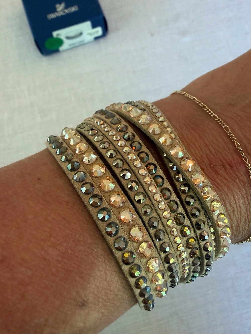 Swarovski Crystal Beige & Gold Slake Wrap Bracelet